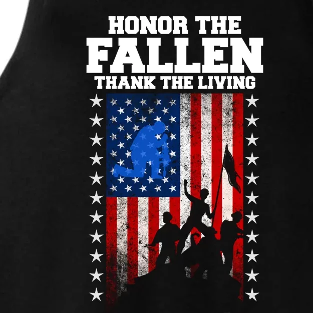 Honor The Fallen Thank The Living Memorial Day Gift Ladies Tri-Blend Wicking Tank