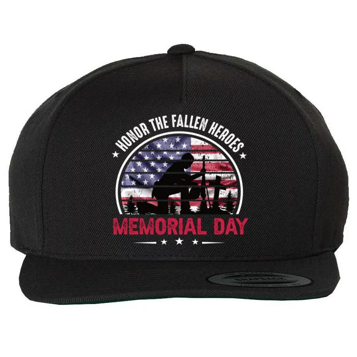 Honor The Fallen Heroes Memorial Day With American Flag Gift Wool Snapback Cap