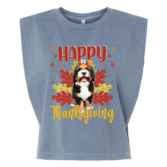 Happy Thanksgiving Funny Turkey B.Ernedoodle Lover Garment-Dyed Women's Muscle Tee