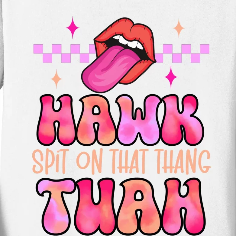 Hawk Tuah Funny Viral Humor Meme Video Kids Long Sleeve Shirt