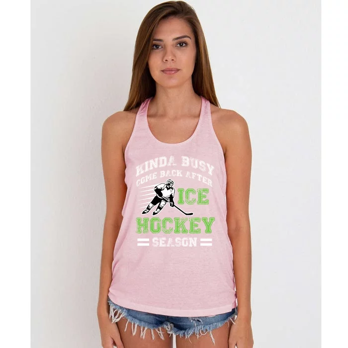 Hockey Themed Funny Hockey Season Gift Women's Knotted Racerback Tank