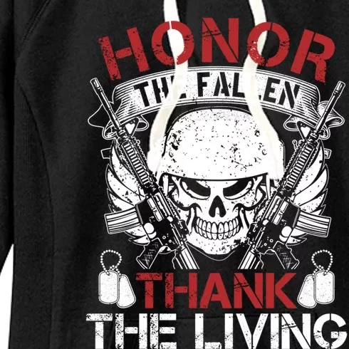 Honor The Fallen Thank The Living Veterans Day Gift Women's Fleece Hoodie