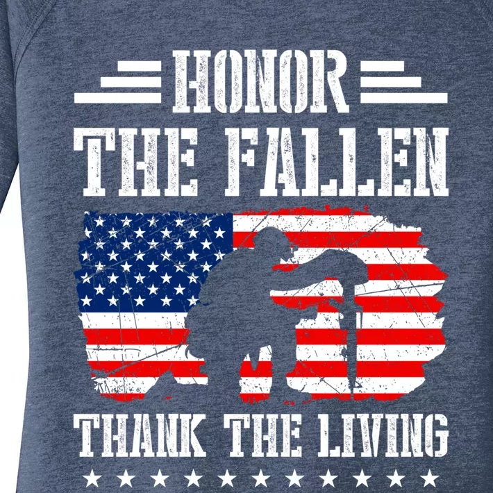 Honor The Fallen Gift Thank The Living Gift Memorial Day Gift Women's Perfect Tri Tunic Long Sleeve Shirt