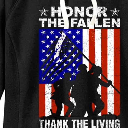 Honor The Fallen Thank The Living Memorial Day Veteran Funny Gift Meaningful Gif Women's Fleece Hoodie