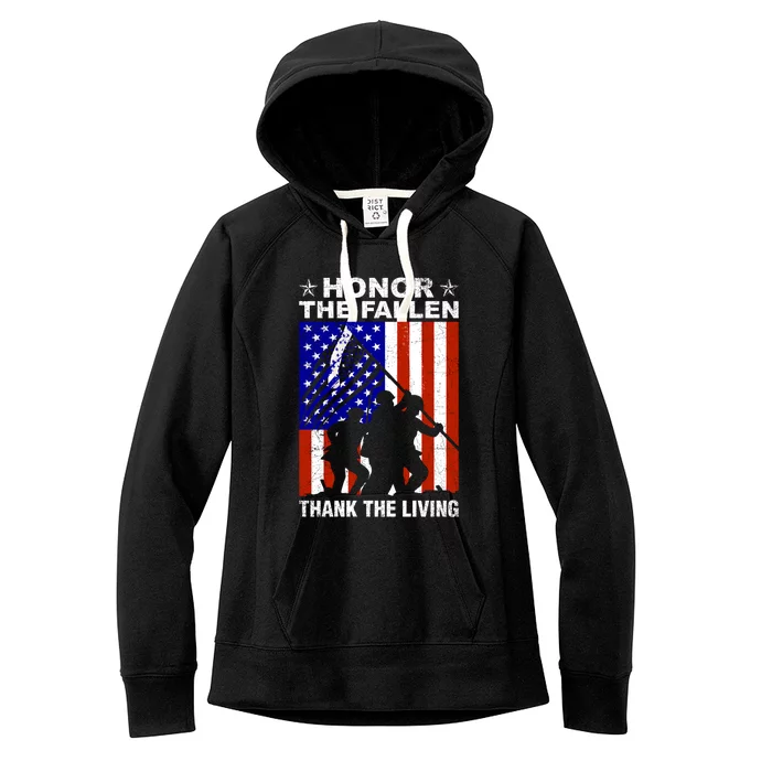 Honor The Fallen Thank The Living Memorial Day Veteran Funny Gift Meaningful Gif Women's Fleece Hoodie