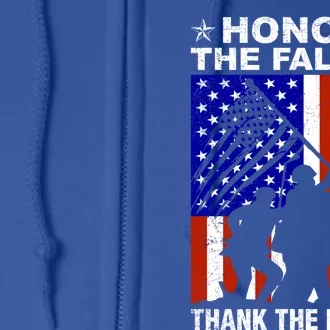 Honor The Fallen Thank The Living Memorial Day Veteran Funny Gift Meaningful Gif Full Zip Hoodie