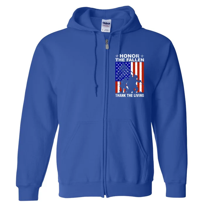 Honor The Fallen Thank The Living Memorial Day Veteran Funny Gift Meaningful Gif Full Zip Hoodie