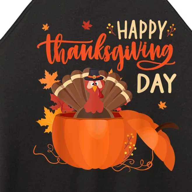 Happy Thanksgiving Funny Turkey Pumpkin Autumn Fall Season Women’s Perfect Tri Rocker Tank