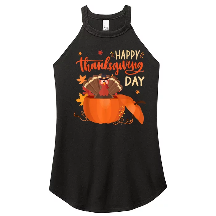 Happy Thanksgiving Funny Turkey Pumpkin Autumn Fall Season Women’s Perfect Tri Rocker Tank