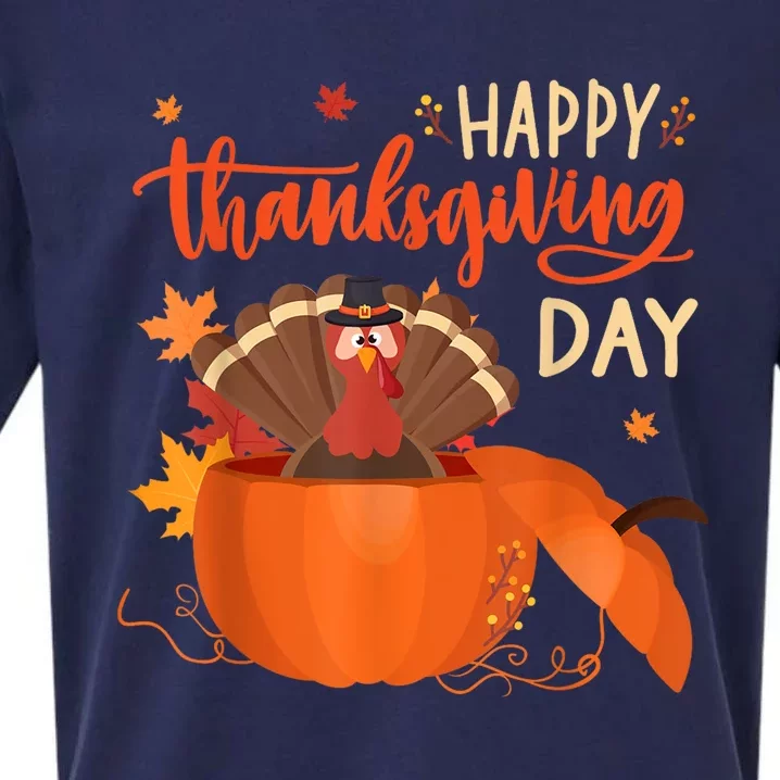 Happy Thanksgiving Funny Turkey Pumpkin Autumn Fall Season Sueded Cloud Jersey T-Shirt