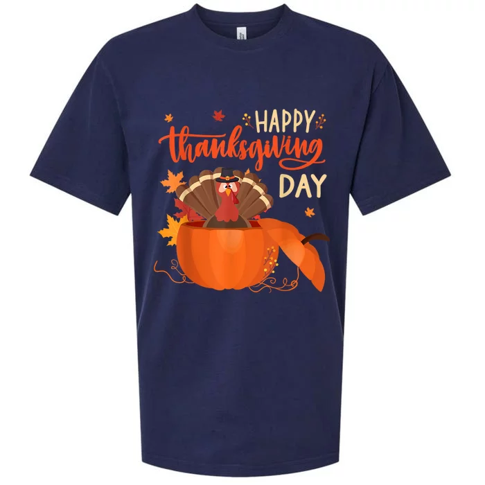 Happy Thanksgiving Funny Turkey Pumpkin Autumn Fall Season Sueded Cloud Jersey T-Shirt