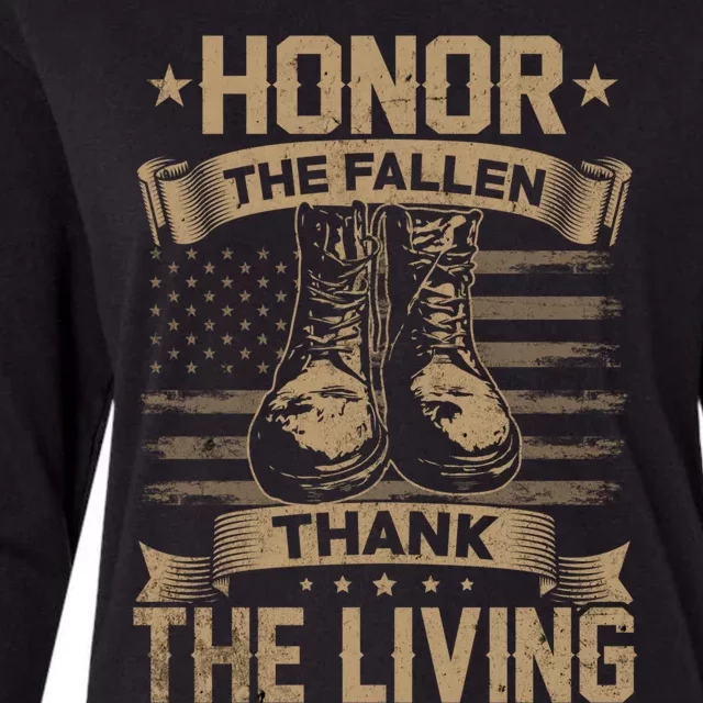 Honor The Fallen Thank The Living Memorial Day Veterans Day Gift Womens Cotton Relaxed Long Sleeve T-Shirt