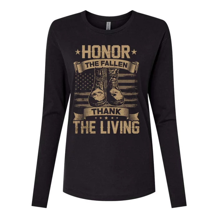 Honor The Fallen Thank The Living Memorial Day Veterans Day Gift Womens Cotton Relaxed Long Sleeve T-Shirt