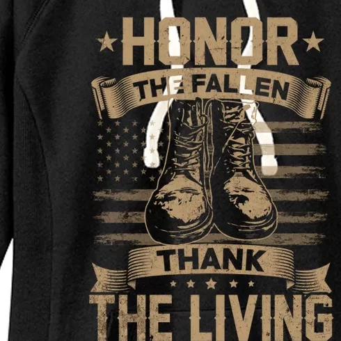 Honor The Fallen Thank The Living Memorial Day Veterans Day Gift Women's Fleece Hoodie