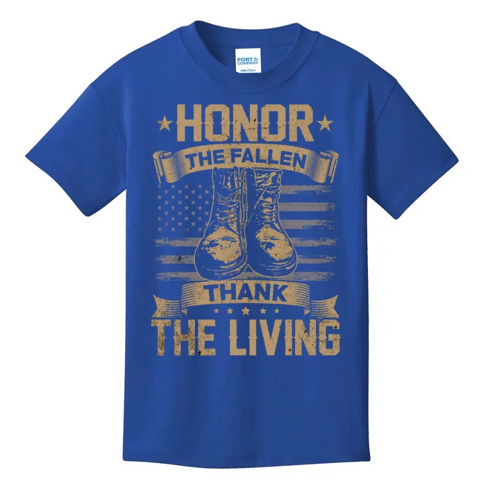 Honor The Fallen Thank The Living Memorial Day Veterans Day Gift Kids T-Shirt