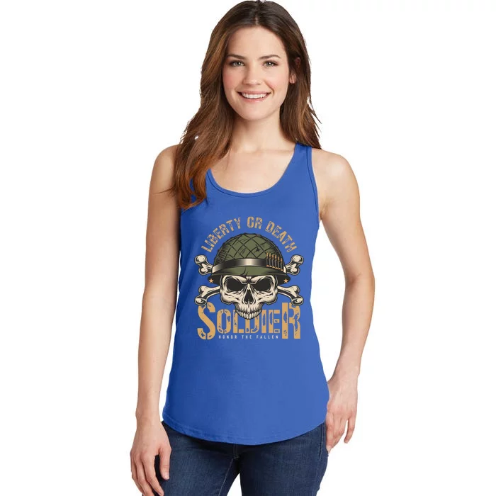 Honor The Fallen Army Heroes Skull In Soldier Helmet Gift Ladies Essential Tank