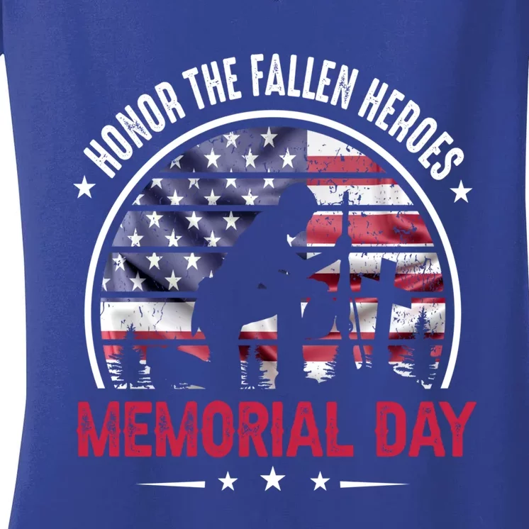 Honor The Fallen Heroes Memorial Day Cool Gift Women's V-Neck T-Shirt