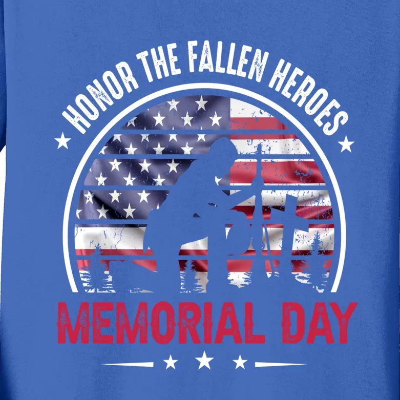 Honor The Fallen Heroes Memorial Day Cool Gift Kids Long Sleeve Shirt