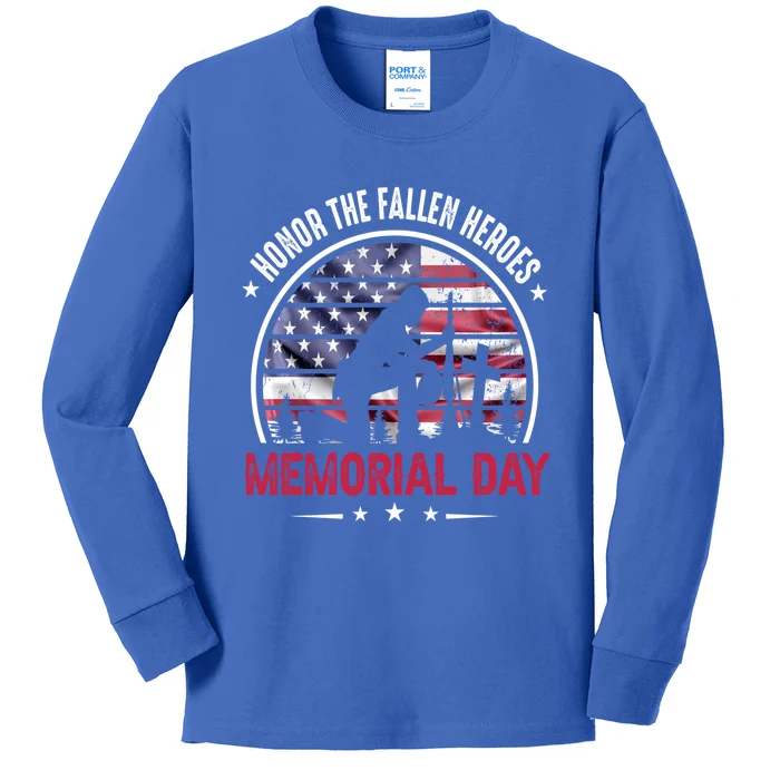 Honor The Fallen Heroes Memorial Day Cool Gift Kids Long Sleeve Shirt