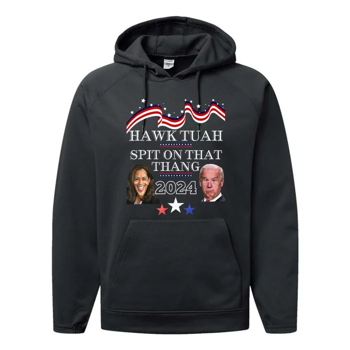 Hawk Tauh Funny Election 2024 Spit On That Thang Biden Performance Fleece Hoodie