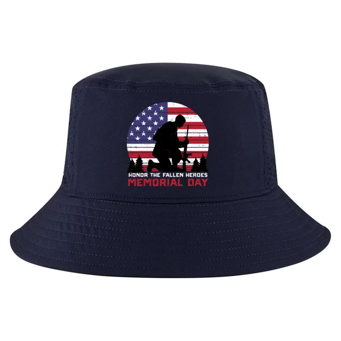 Honor The Fallen Heroes Memorial Day US Flag Cool Comfort Performance Bucket Hat