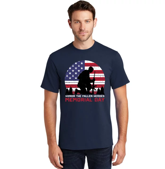 Honor The Fallen Heroes Memorial Day US Flag Tall T-Shirt