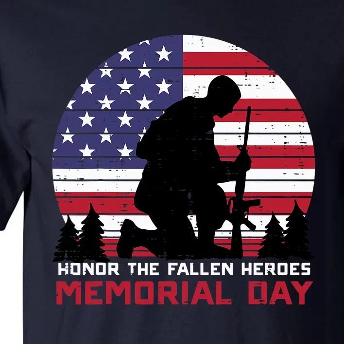 Honor The Fallen Heroes Memorial Day US Flag Tall T-Shirt