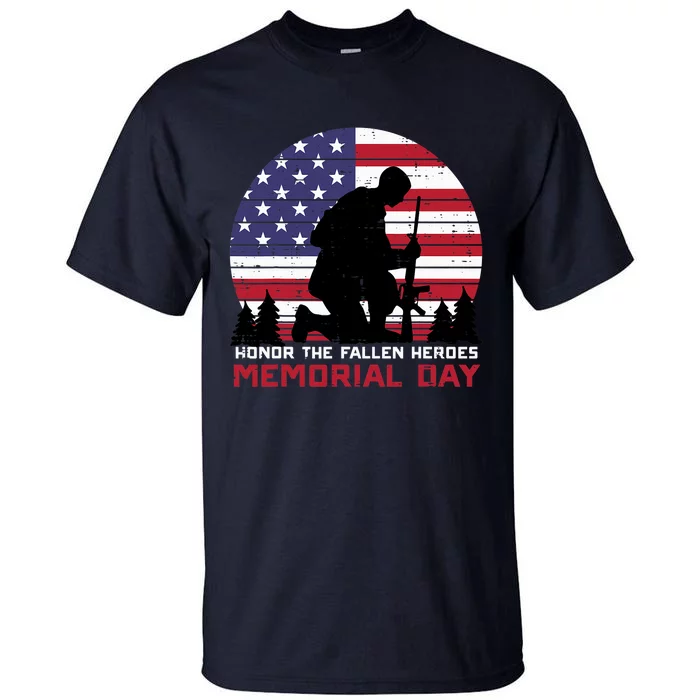 Honor The Fallen Heroes Memorial Day US Flag Tall T-Shirt