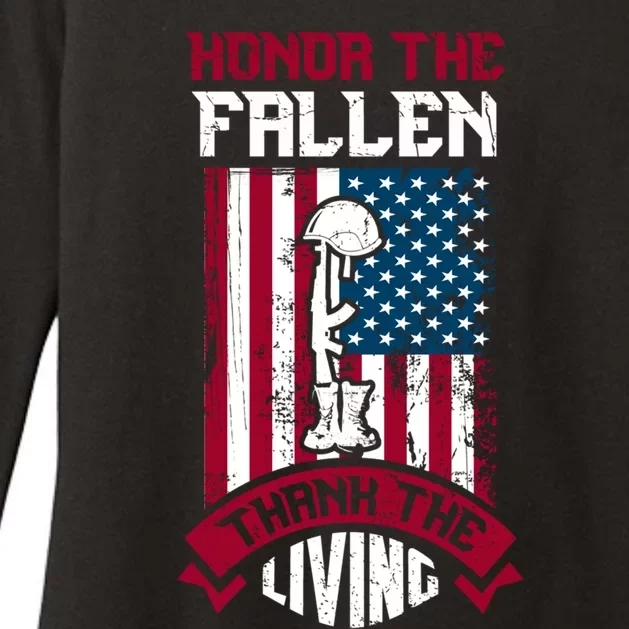 Honor The Fallen Thank The Living Memorial Day Design Funny Gift Womens CVC Long Sleeve Shirt