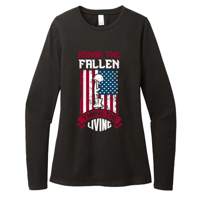 Honor The Fallen Thank The Living Memorial Day Design Funny Gift Womens CVC Long Sleeve Shirt