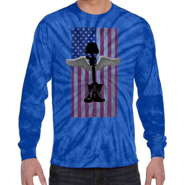 Honor The Fallen Thank The Living Military Brother Sister Cool Gift Tie-Dye Long Sleeve Shirt