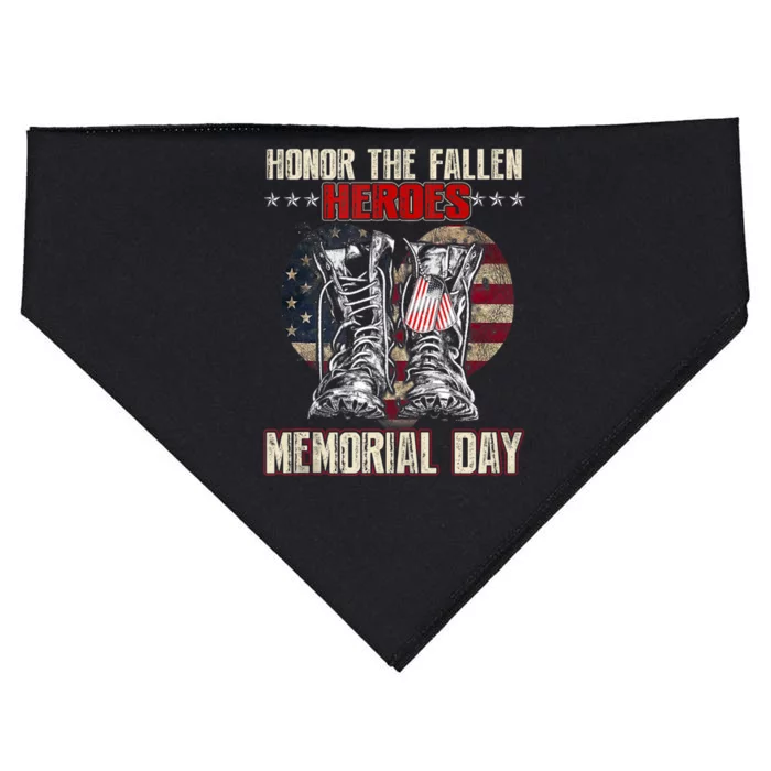 Honor The Fallen Heroes Memorial Day Vintage Flag USA-Made Doggie Bandana