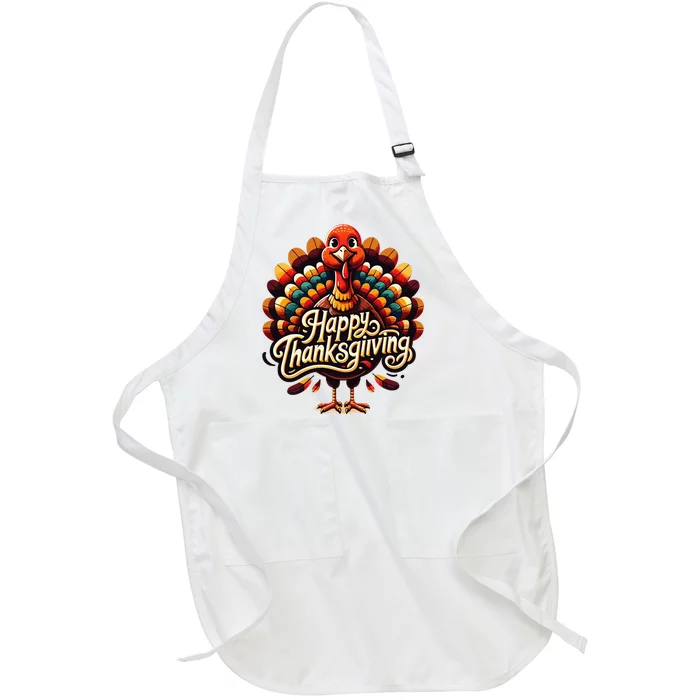 Happy Thanksgiving For Turkey Day Family Dinner Full-Length Apron With Pocket