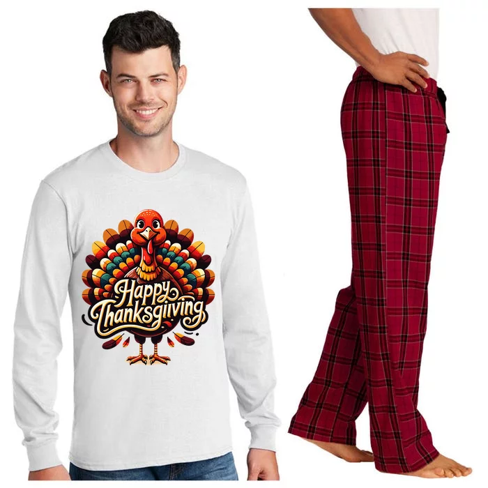 Happy Thanksgiving For Turkey Day Family Dinner Long Sleeve Pajama Set