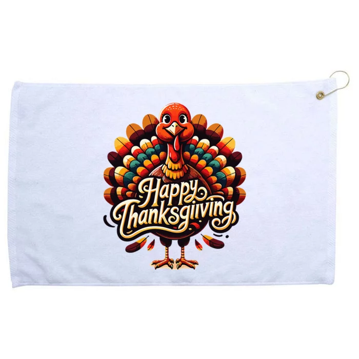 Happy Thanksgiving For Turkey Day Family Dinner Grommeted Golf Towel