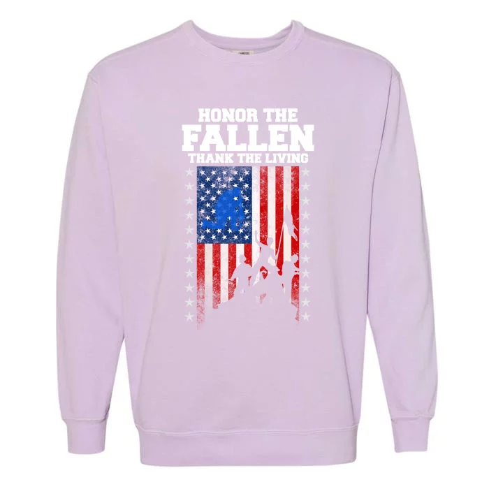 Honor The Fallen Thank The Living Memorial Day Cool Gift Garment-Dyed Sweatshirt