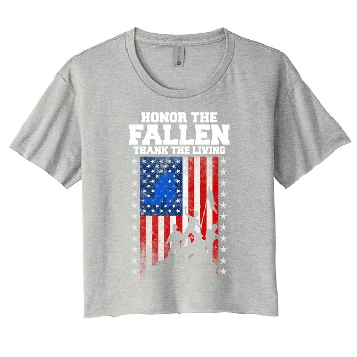 Honor The Fallen Thank The Living Memorial Day Cool Gift Women's Crop Top Tee