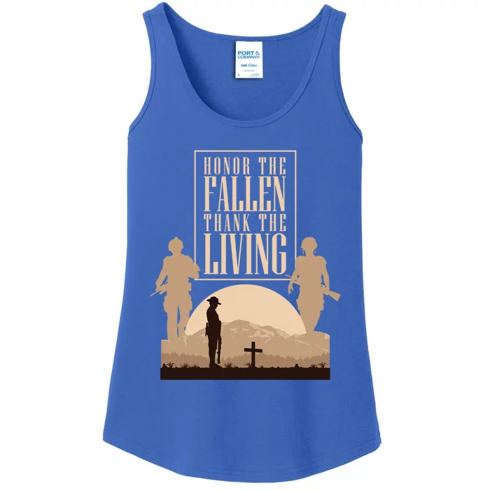 Honor The Fallen Thank The Living Military Pride Gift Ladies Essential Tank