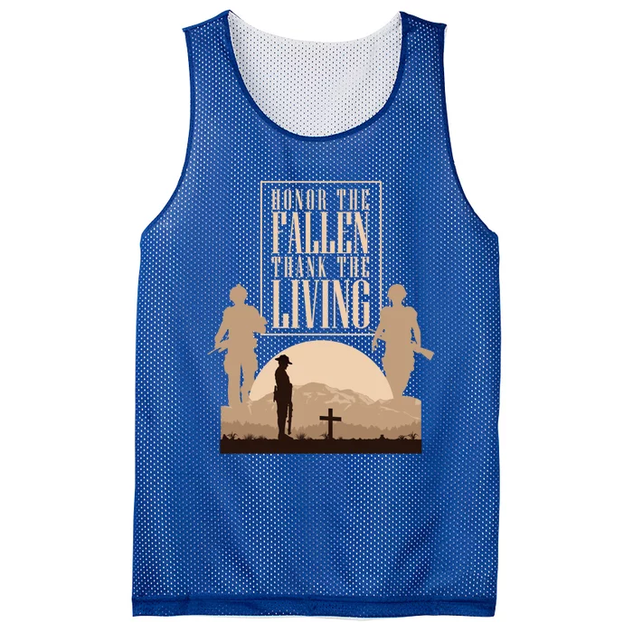 Honor The Fallen Thank The Living Military Pride Gift Mesh Reversible Basketball Jersey Tank