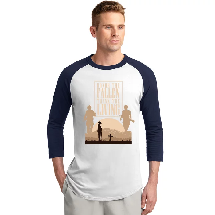 Honor The Fallen Thank The Living Military Pride Gift Baseball Sleeve Shirt