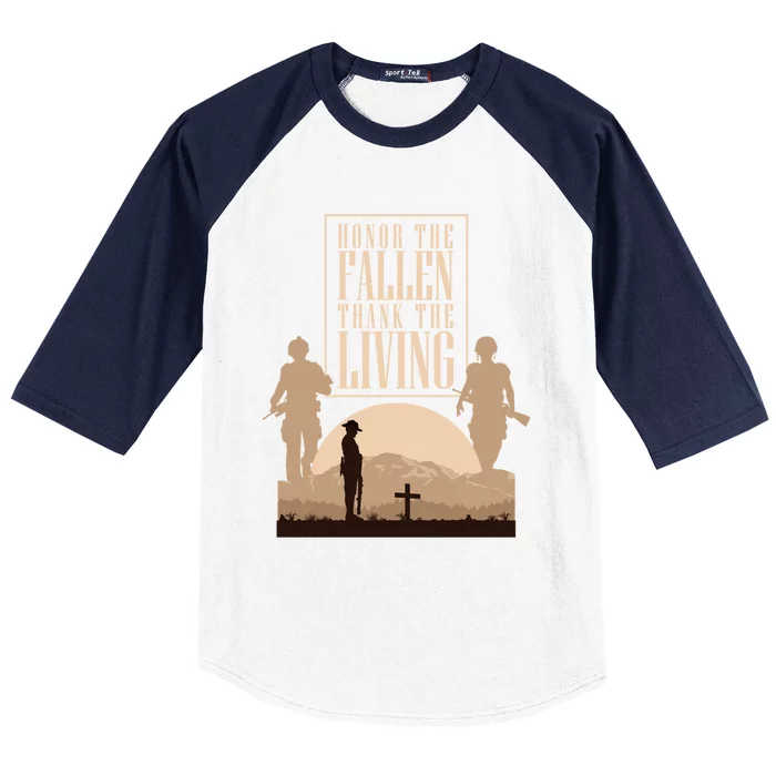 Honor The Fallen Thank The Living Military Pride Gift Baseball Sleeve Shirt