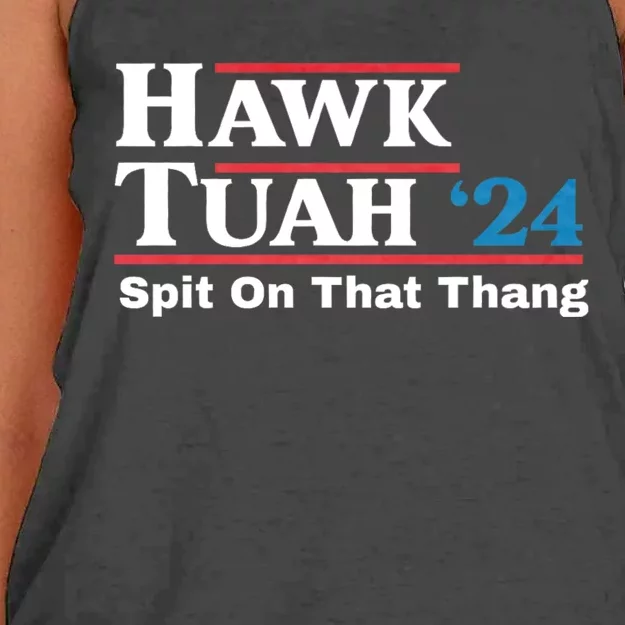 Hawk Tush For President 2024 Spit On That Thing Presidential Candidate Women's Knotted Racerback Tank