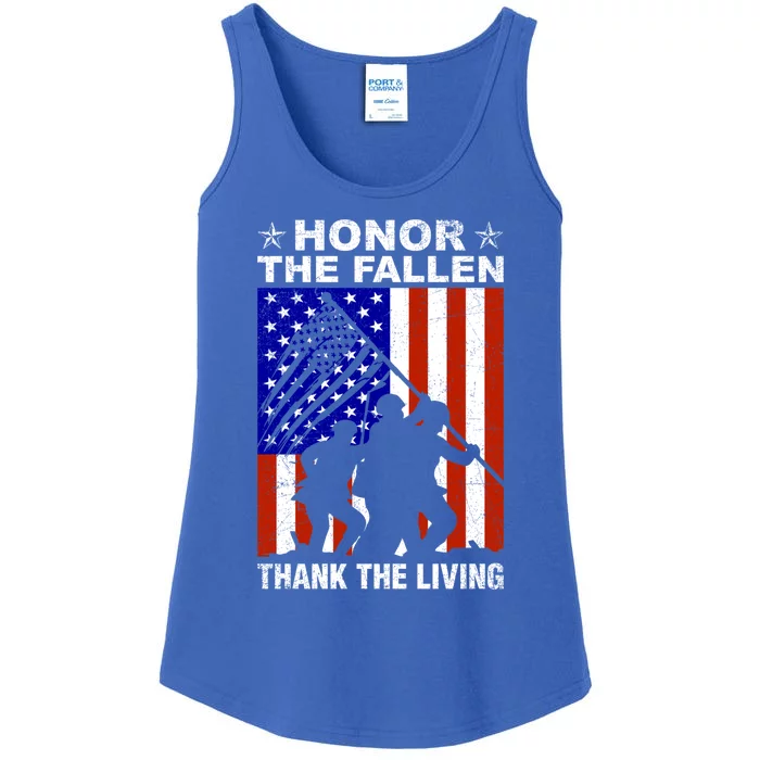 Honor The Fallen Thank The Living Memorial Day Veteran Gift Funny Gift Ladies Essential Tank