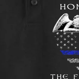 Honor The Fallen Police Thin Blue Line Heart Flag Dry Zone Grid Performance Polo