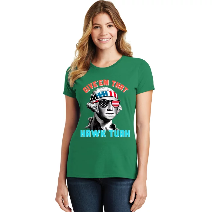 Hawk Tuah Funny 2024 4th Of July Meme Women's T-Shirt