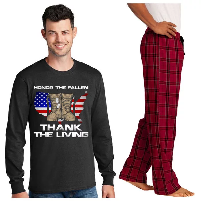 Honor The Fallen Thank The Living Military Veteran Gift Long Sleeve Pajama Set