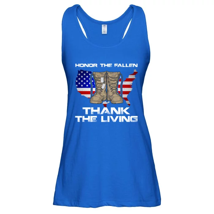 Honor The Fallen Thank The Living Military Veteran Gift Ladies Essential Flowy Tank