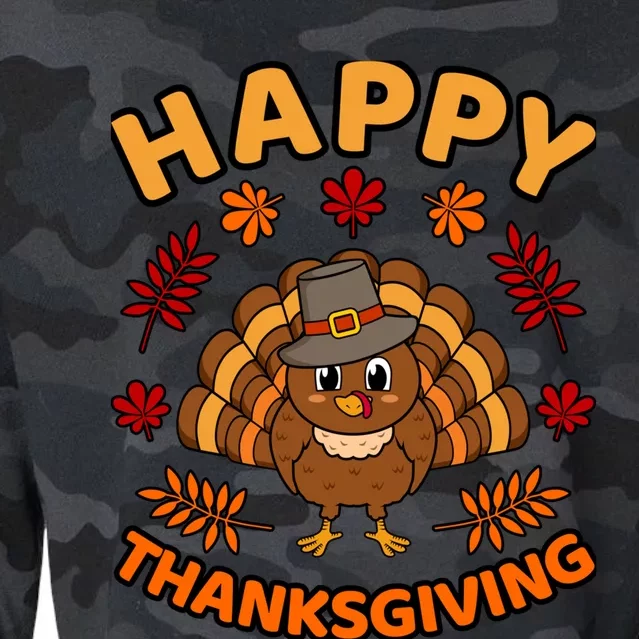 Happy Thanksgiving Funny Turkey Family Graphic Cropped Pullover Crew