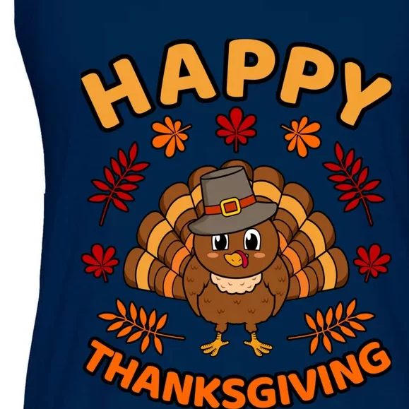 Happy Thanksgiving Funny Turkey Family Graphic Ladies Essential Flowy Tank