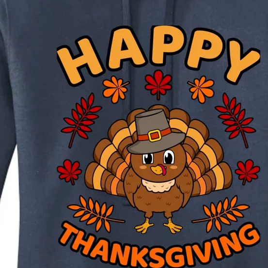 Happy Thanksgiving Funny Turkey Family Graphic Women's Pullover Hoodie